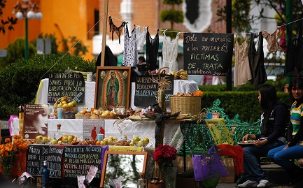 Un altar a las víctimas de la trata en Tlaxcala, Mexico. Foto F. Camacho