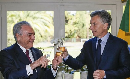 El presidente brasileño Temer y el argentino Macri