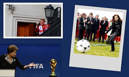 HINCHADA PRESIDENCIAL. Dilma Rousseff (Brasil), Cristina Kirchner (Argentina), Michelle Bachelet (Chile). Tres mujeres poderosas, tres supporter