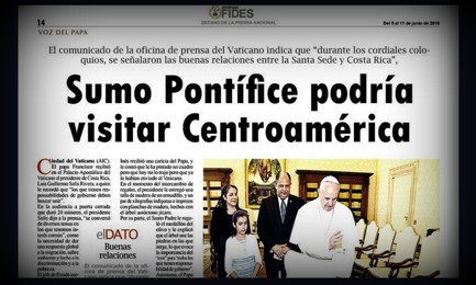 “EL PAPA PODRÍA VISITAR AMÉRICA CENTRAL”. Lo afirma la revista Fides de Honduras, cercana al cardenal Rodríguez Maradiaga, el hombre que coordina las reformas de Francisco