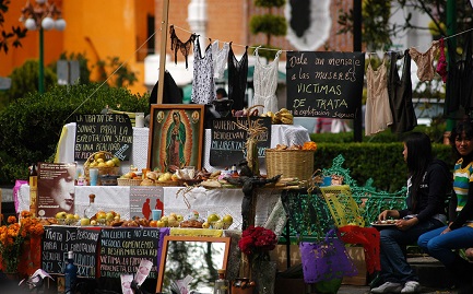 Un altar a las víctimas de la trata en Tlaxcala, Mexico. Foto F. Camacho