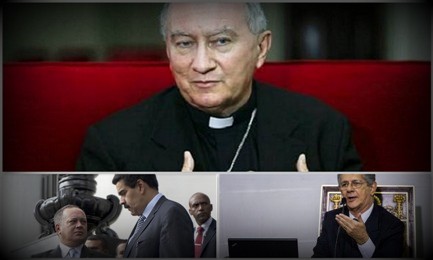 Parolin secretario de estado vaticano, Maduro presidente de Venezuela, Cabello, diputado y primer vicepresidente del Partido Socialista Unido de Venezuela