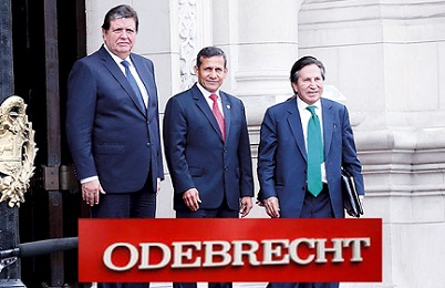 Três presidentes e muitos suspeitos: Alan Garcia, Ollanta Humala (no centro), Alejandro Toledo