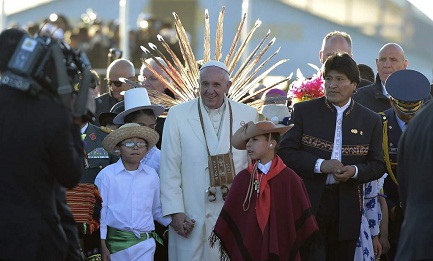Evo Morales con el Papa durante la visita de julio de 2015
