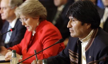 Michelle Bachelet con Evo Morales