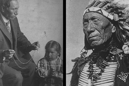 Black Elk catequista y jefe Lakota. (Foto de la izquierda: Marquette University Archives, Bureau of Catholic Indian Mission Records, ID 00559; foto de la derecha: Marquette University Archives, Bureau of Catholic Indian Mission Records, ID 01287/Ben Hunt)