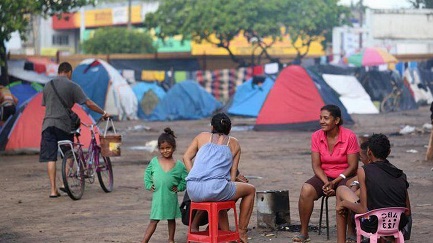 Refugiados venezolanos en la ciudad de Boa Vista, capital del estado de Roraima, en Brasil, que limita con Venezuela