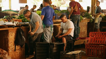 Vendedores en el mercado agrícola del Vedado, en La Habana (Chip Somodevilla-Getty Images)