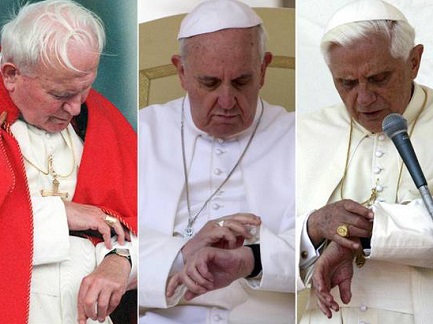 Juan Pablo II, Francisco y Benedicto XVI